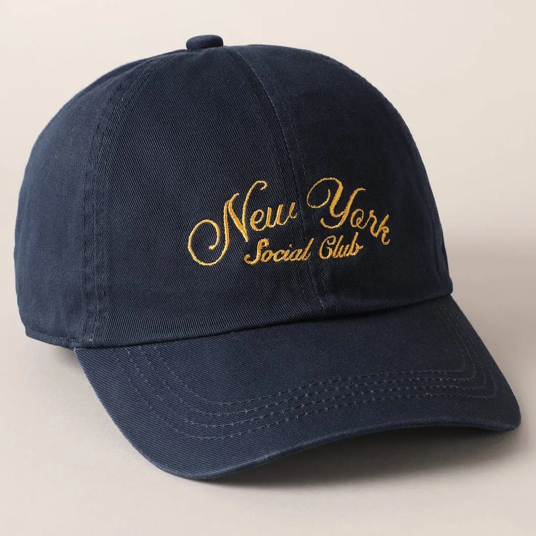 New York Social Club Text Embroidery Baseball Cap