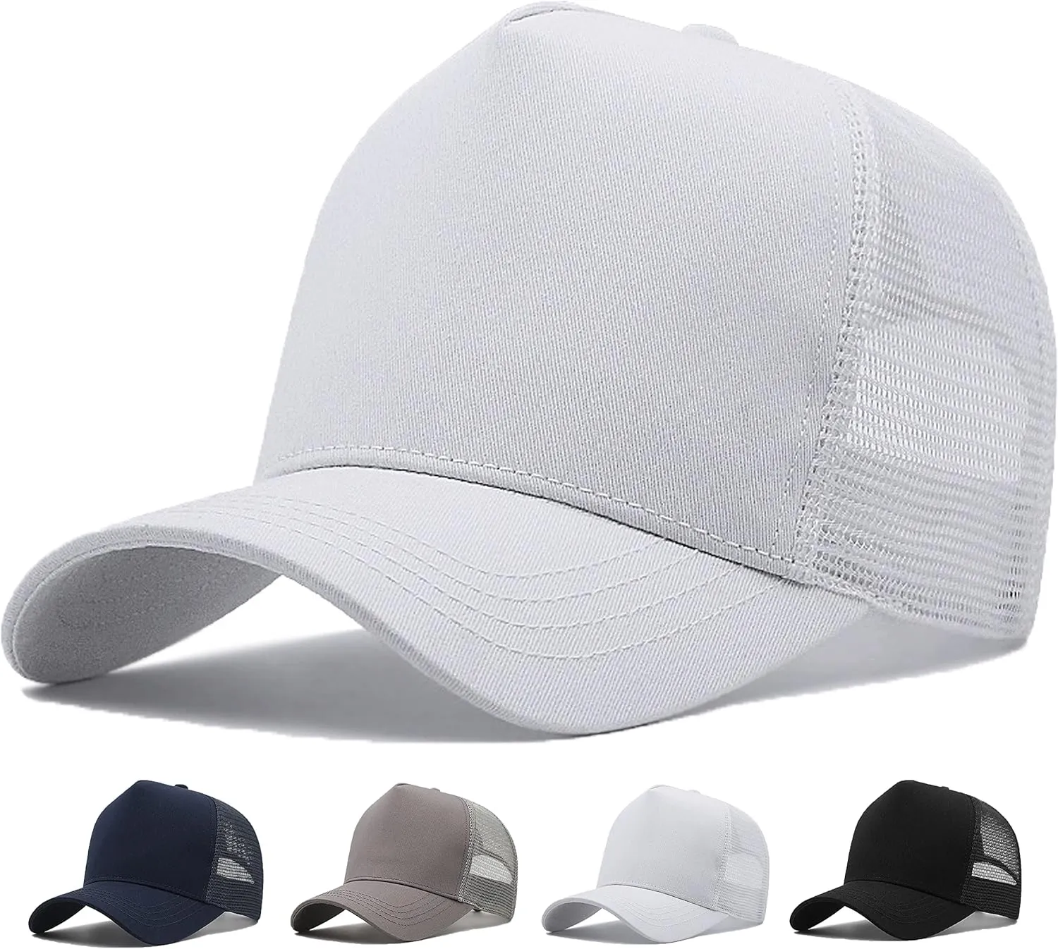 Oversize XXL Mesh Trucker Hat Big Head Hats for Men High Crown Baseball Cap Breathable Dad Hat Adjustable 23.6"-25.6"