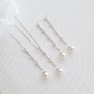 Pearl Drop Necklace Earring Jewelry Set for Weddings- Ginger