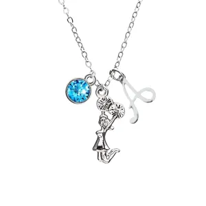 Personalized Cheer Necklace with Birthstone Charm