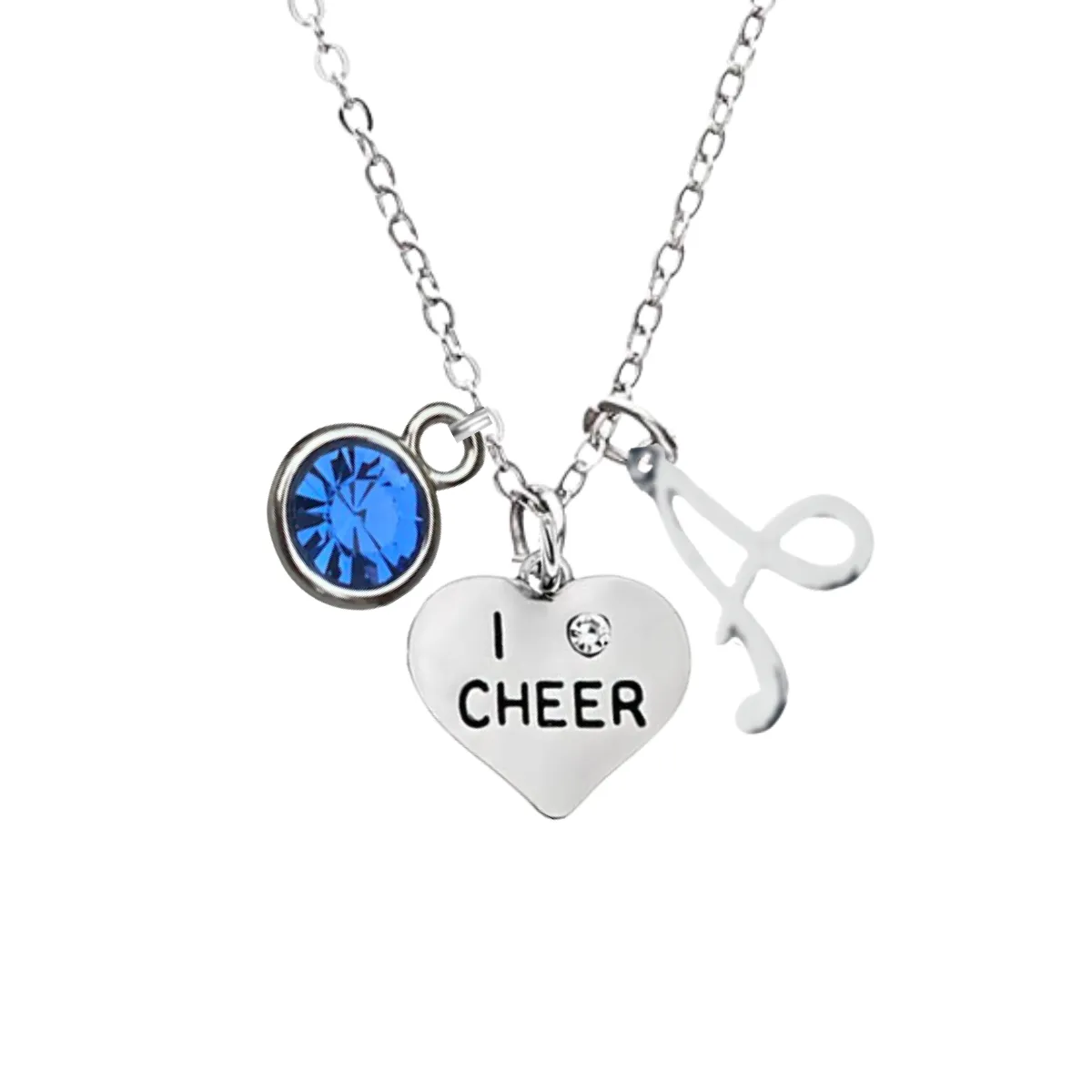 Personalized Cheer Necklace with Birthstone Charm