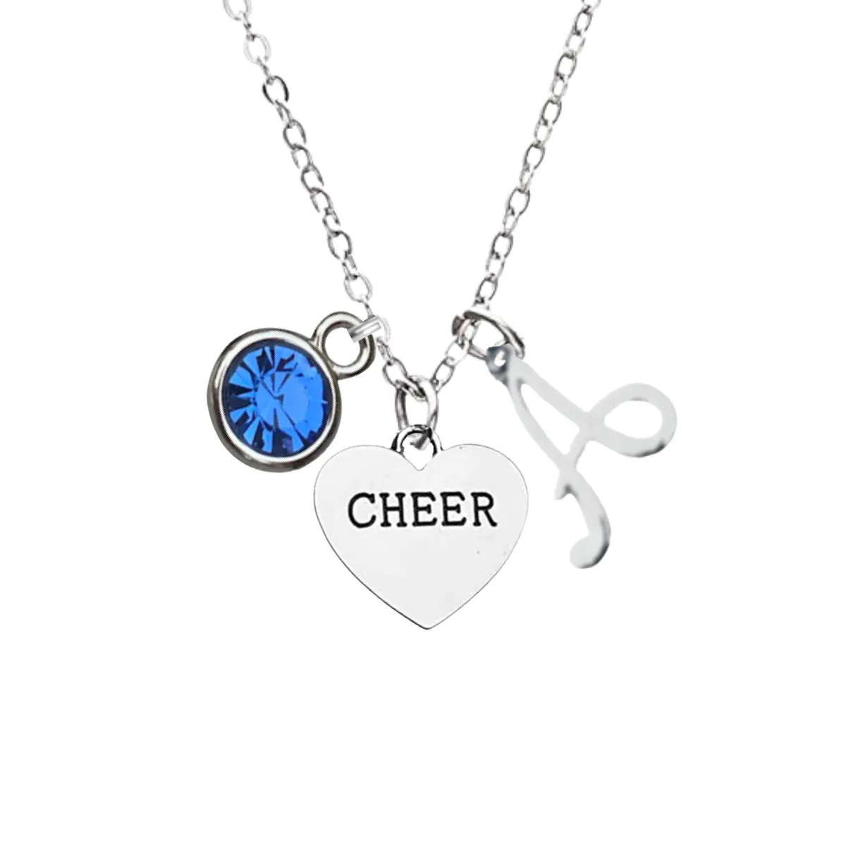 Personalized Cheer Necklace with Birthstone Charm