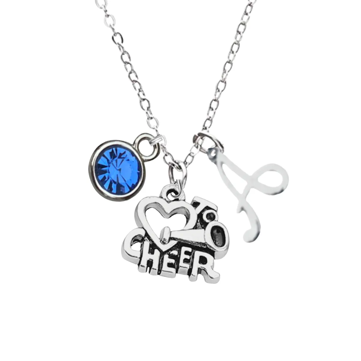 Personalized Cheer Necklace with Birthstone Charm