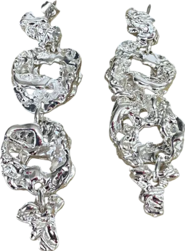 pilgrim Metallic Act Silver Statement Earrings