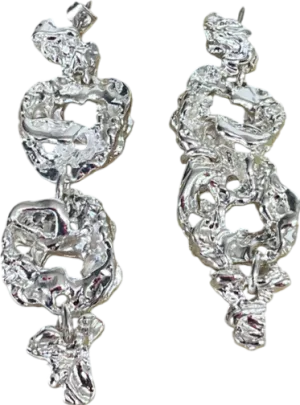 pilgrim Metallic Act Silver Statement Earrings