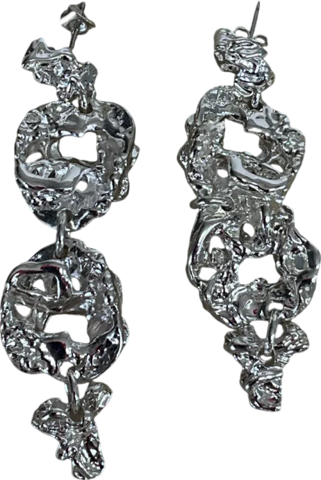 pilgrim Metallic Act Silver Statement Earrings