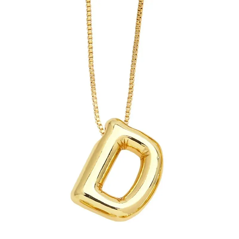 Plain Bubble Initial Necklace Gold
