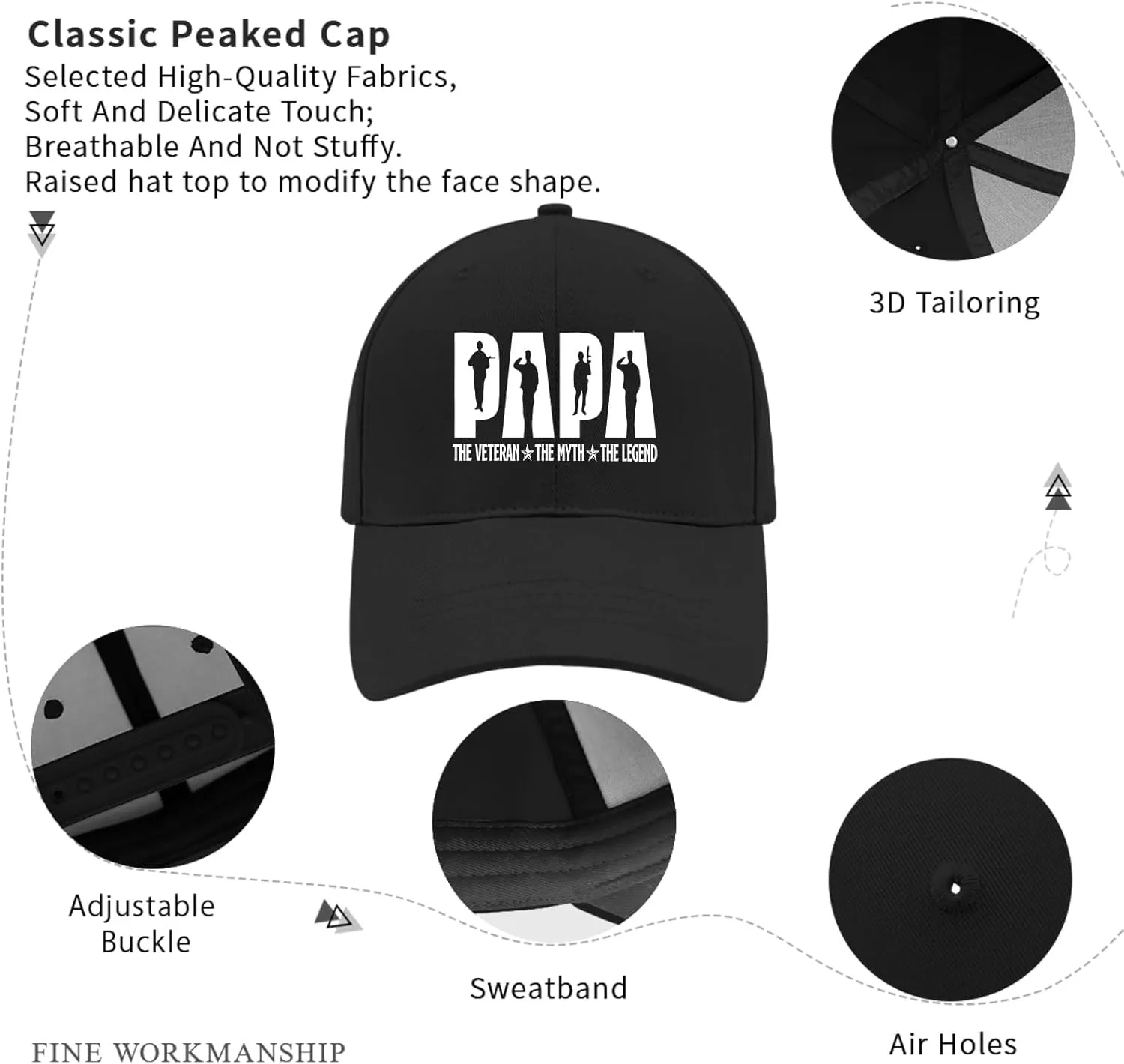 Pops The Man The Myth The Legend Hats Outdoor Cap for Women