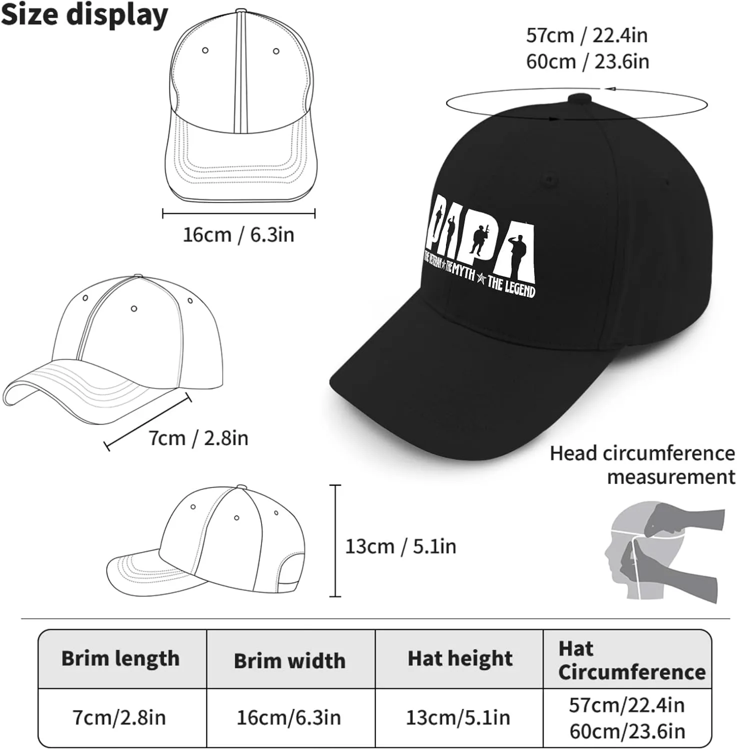 Pops The Man The Myth The Legend Hats Outdoor Cap for Women