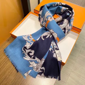 PRINTED SCARF 200 CM IN BLUE MIX COLORFUL CASHMERE 393004
