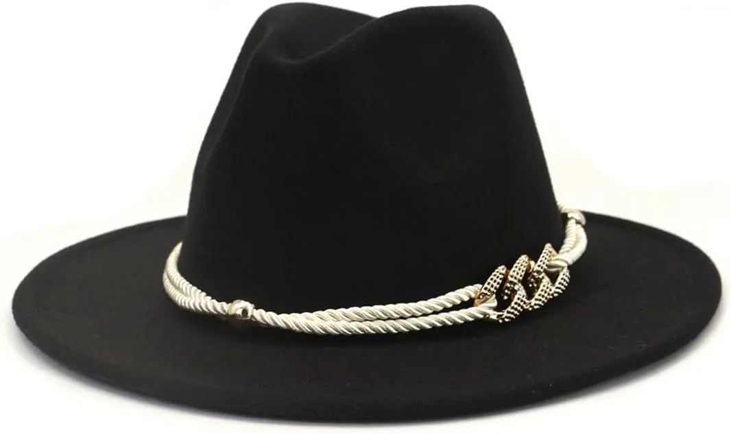 Pulcykp Fedoras Hats for Women Winter Autumn Wide Brim Panamas Felted Men Caps Jazz Hat