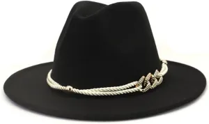 Pulcykp Fedoras Hats for Women Winter Autumn Wide Brim Panamas Felted Men Caps Jazz Hat