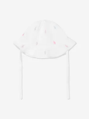 Ralph Lauren Baby Girls Logo Sun Hat in White