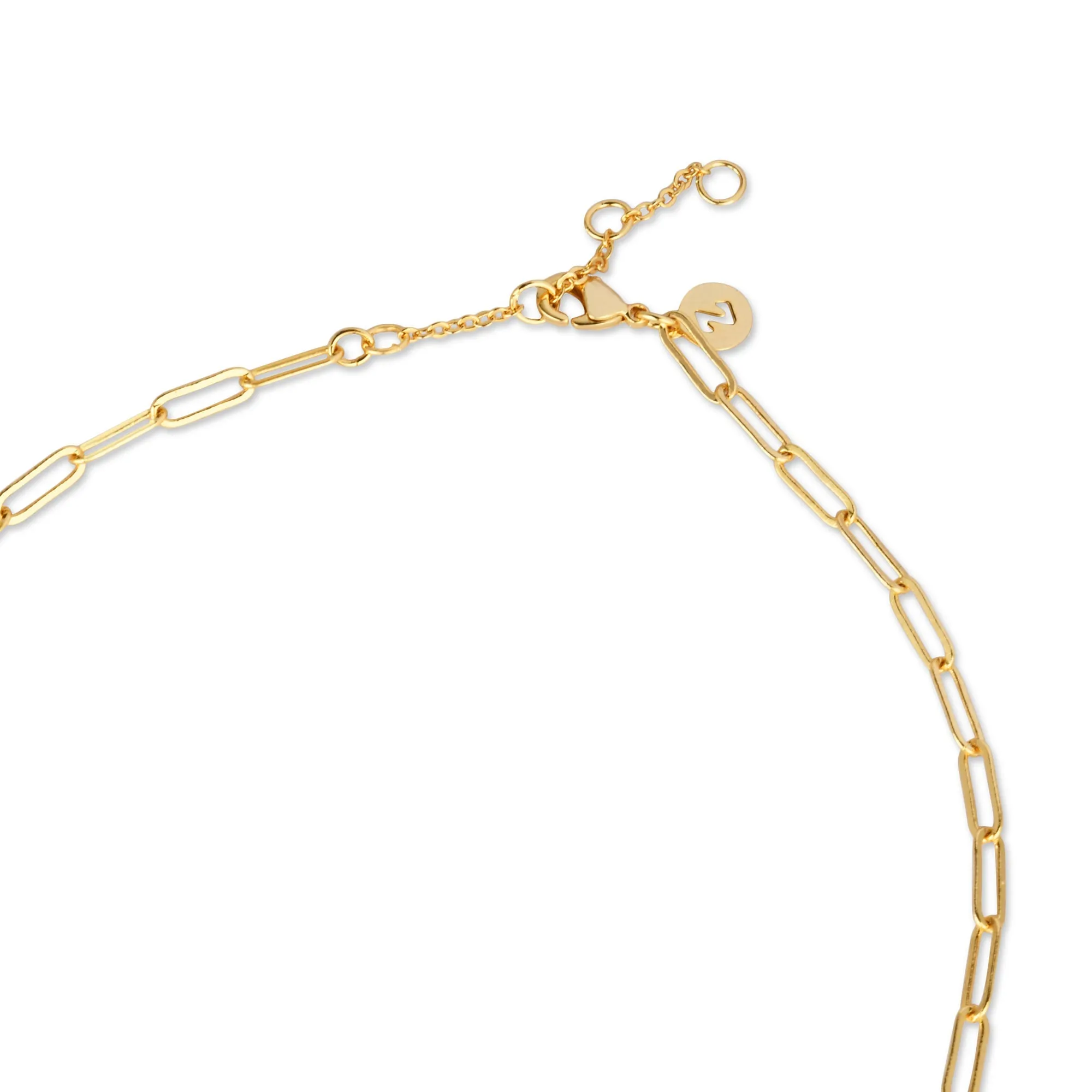 Real Gold Plated Z Plain Paper Clip Chain Necklace For Women By Accessorize London
