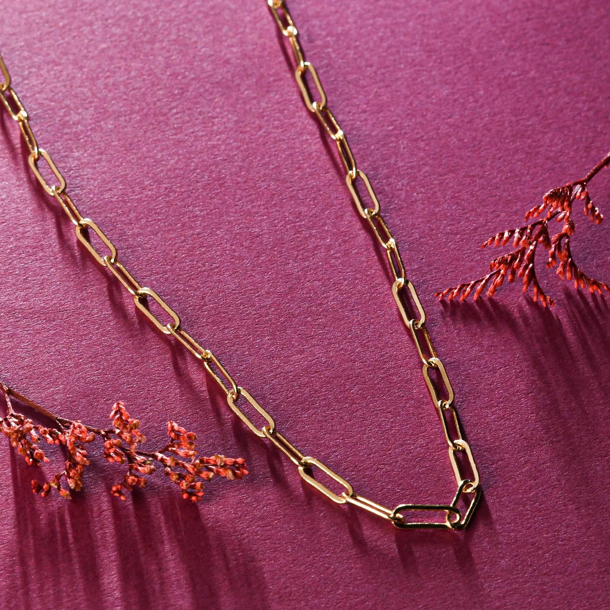 Real Gold Plated Z Plain Paper Clip Chain Necklace For Women By Accessorize London