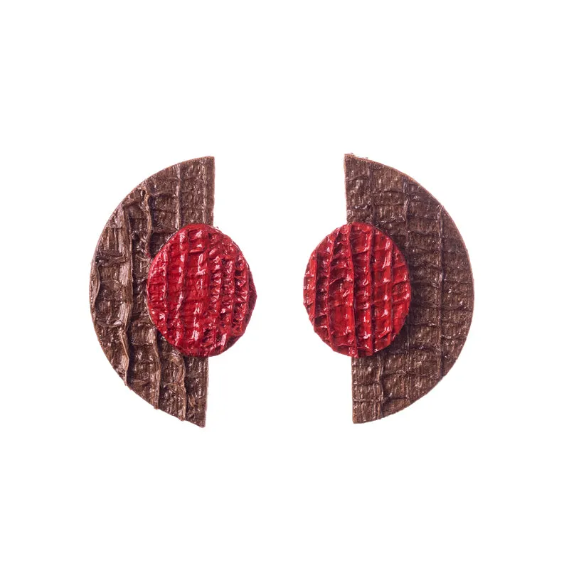 Red Half Moon Earrings: Stylish and Statement Earrings Made from Banana Fibre
