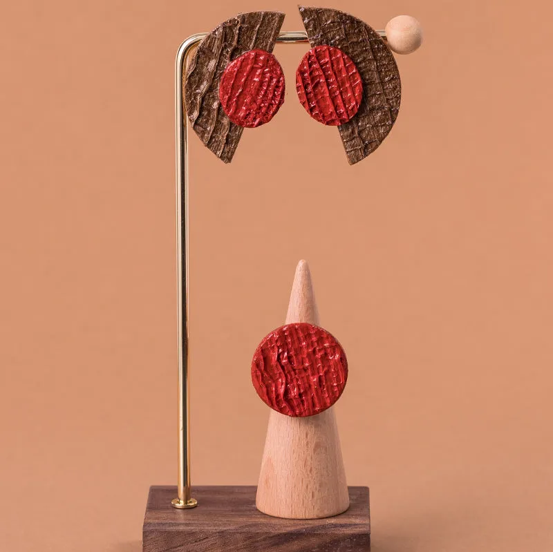 Red Half Moon Earrings: Stylish and Statement Earrings Made from Banana Fibre