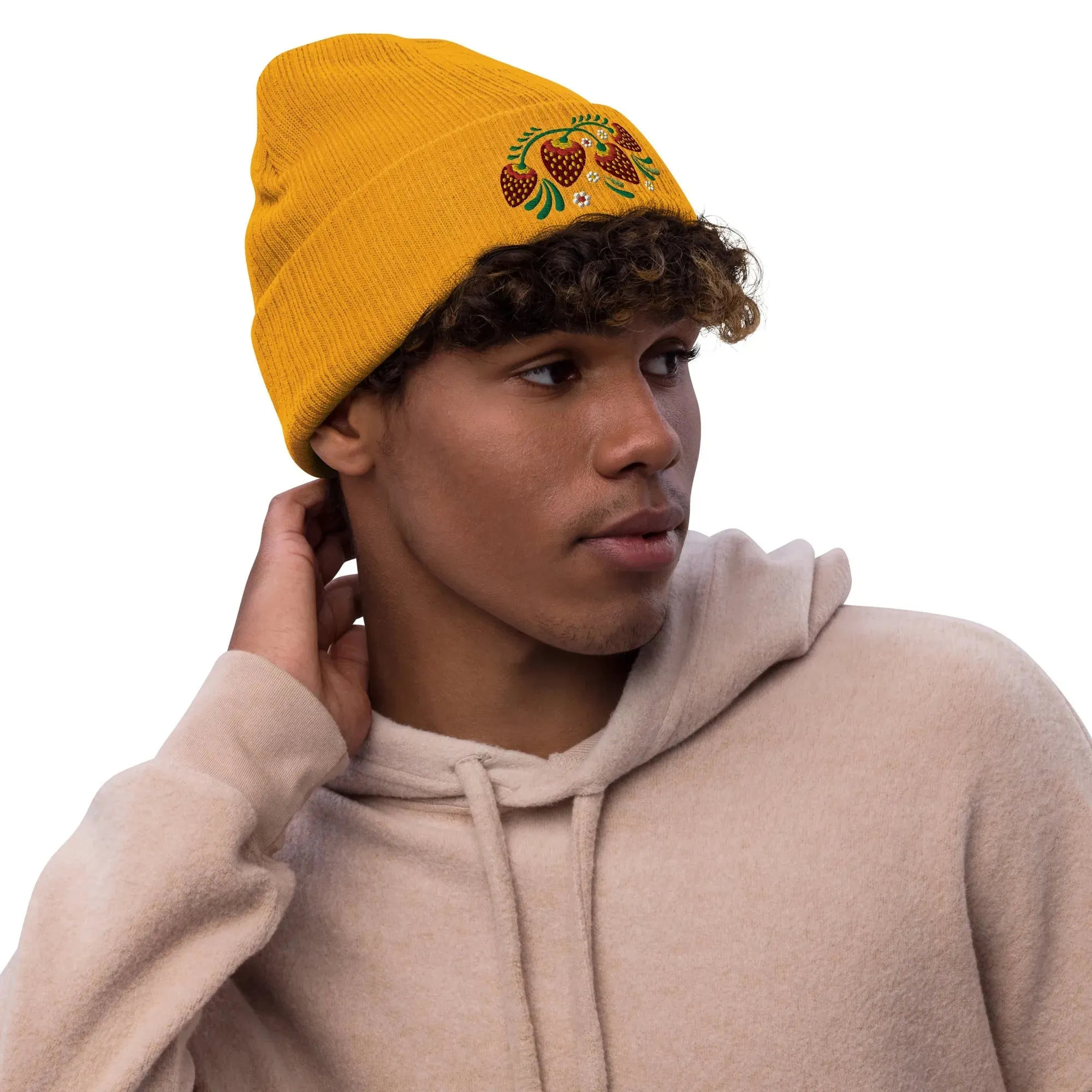 Russian Khokhloma Embroidered Beanie