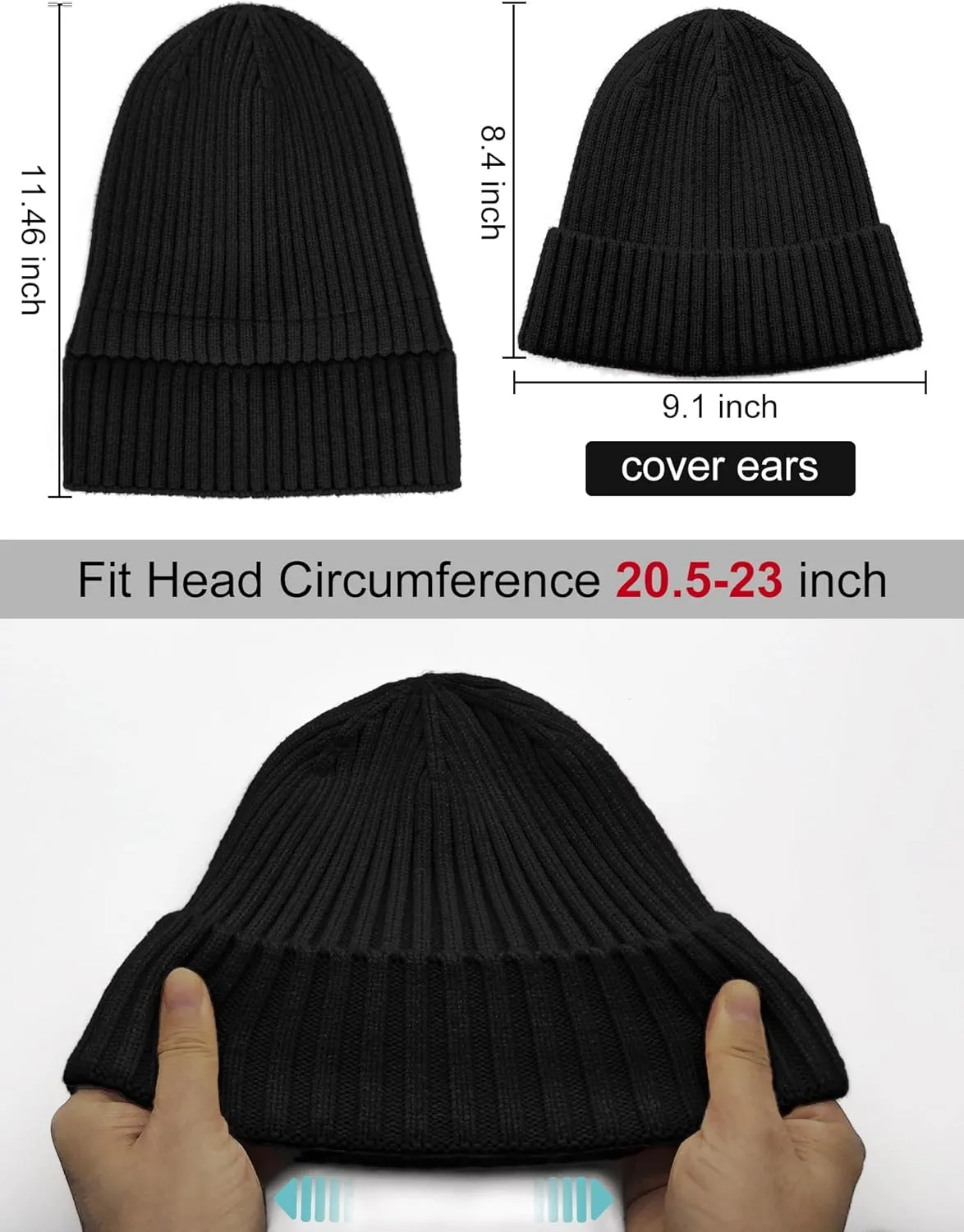 Satin Lined Wool Beanie Hat for Women Men Winter Cold, Warm Knit Fashion Cuffed Beanie Skull Cap Watch Cap