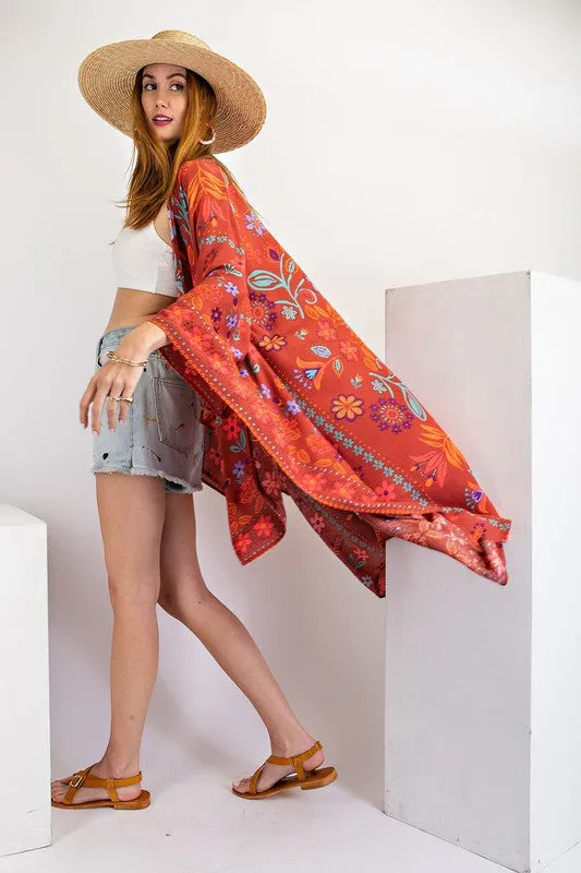 Scarlet Flowy kimono
