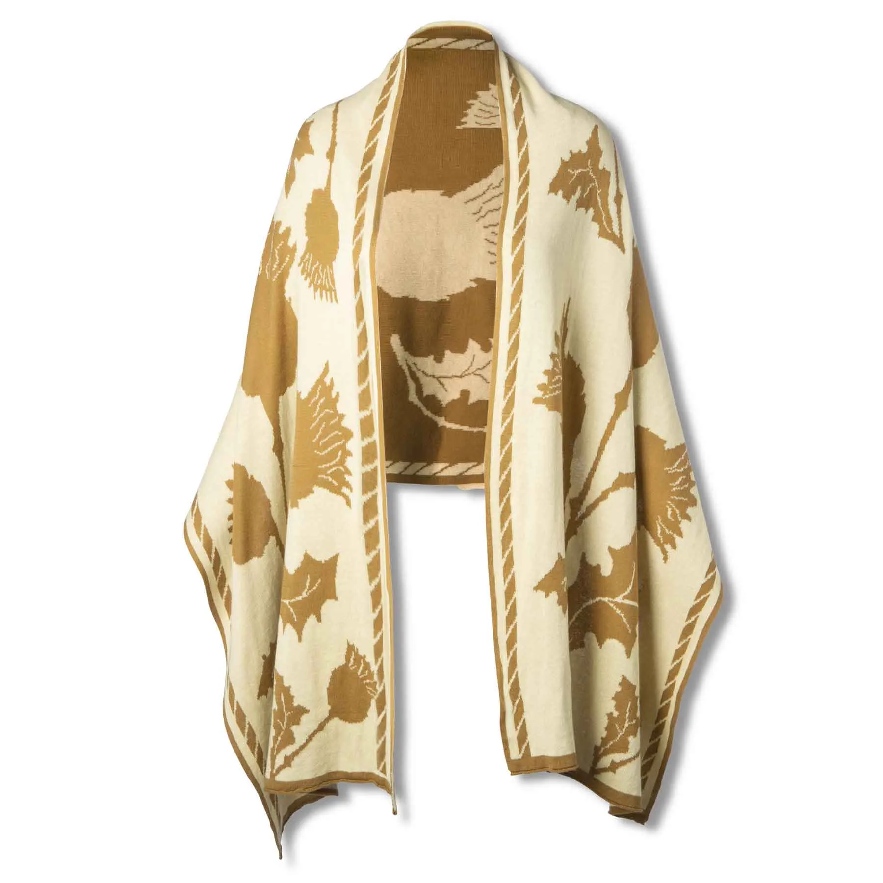 Scottish Thistle Shawl- Fawn Brown
