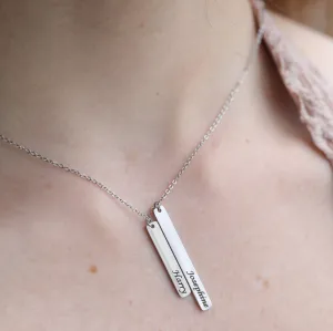 Silver Name Necklace - Personalized Initial Bar Charm Necklaces