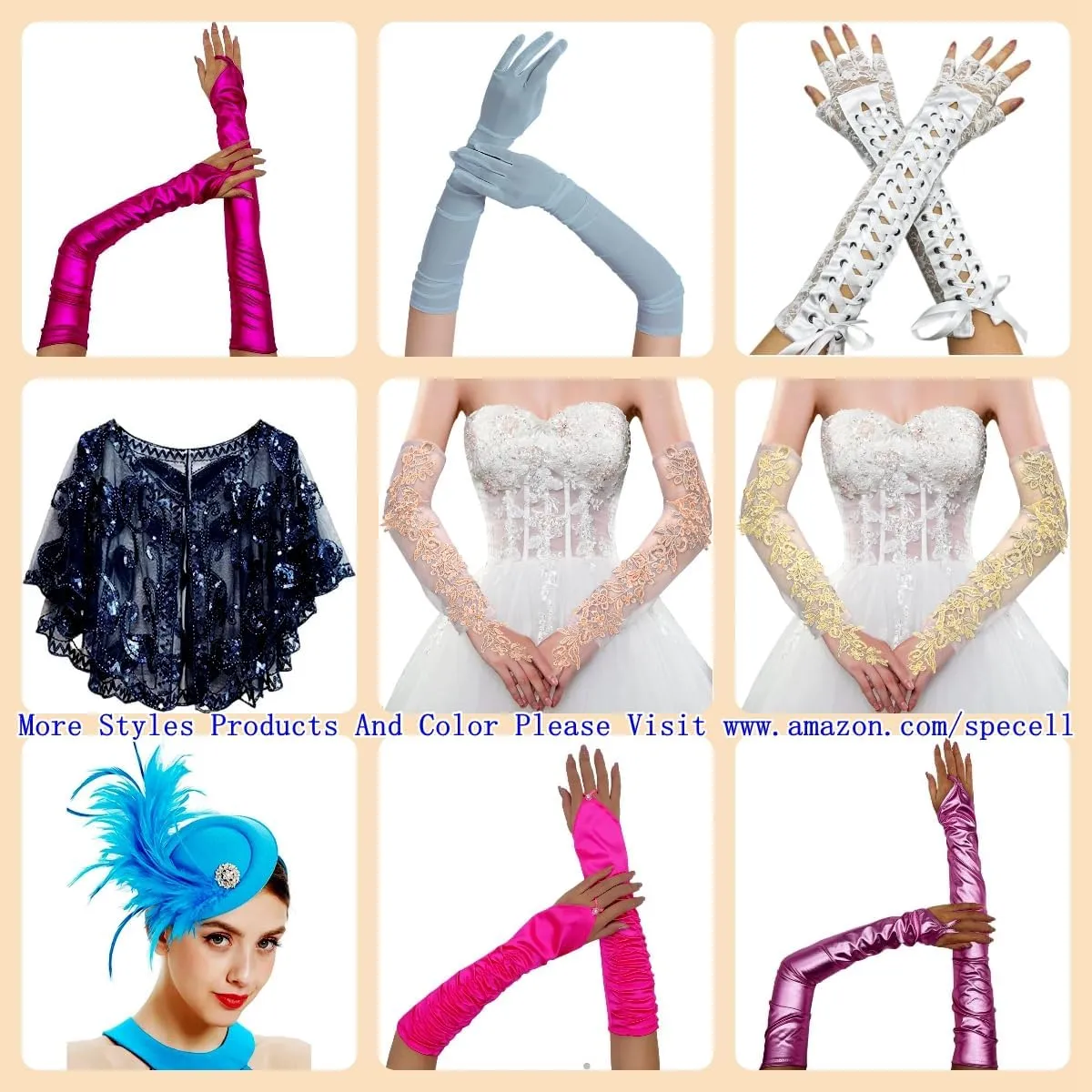 Specell Lace Fingerless Gloves Long Women Fingerless Lace Gloves For Bridal Party Prom Wedding Costumes Etc Accessories Glove