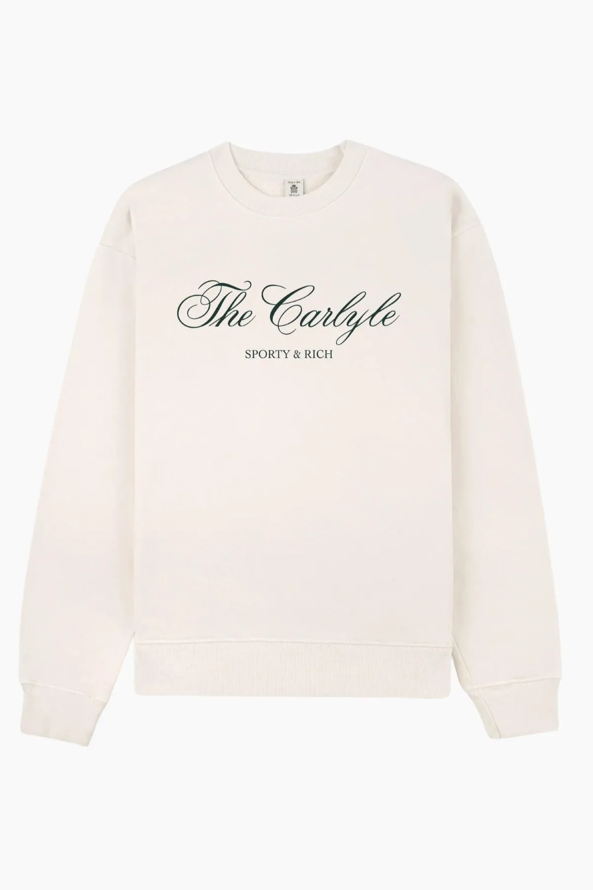 Sporty & Rich The Carlyle Script Sweater - Cream/ Forest
