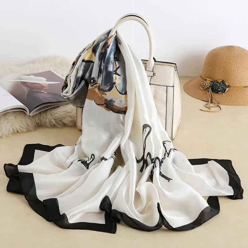 Spring Scarf Women's Luxury Silk Smooth Soft Shawl 85x180cm
