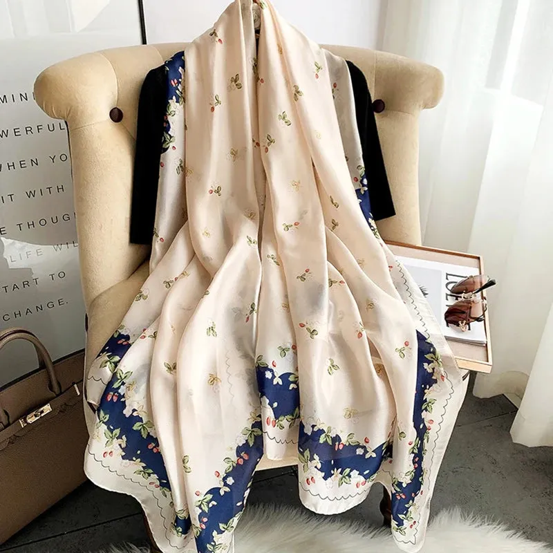 Spring Scarf Women's Luxury Silk Smooth Soft Shawl 85x180cm