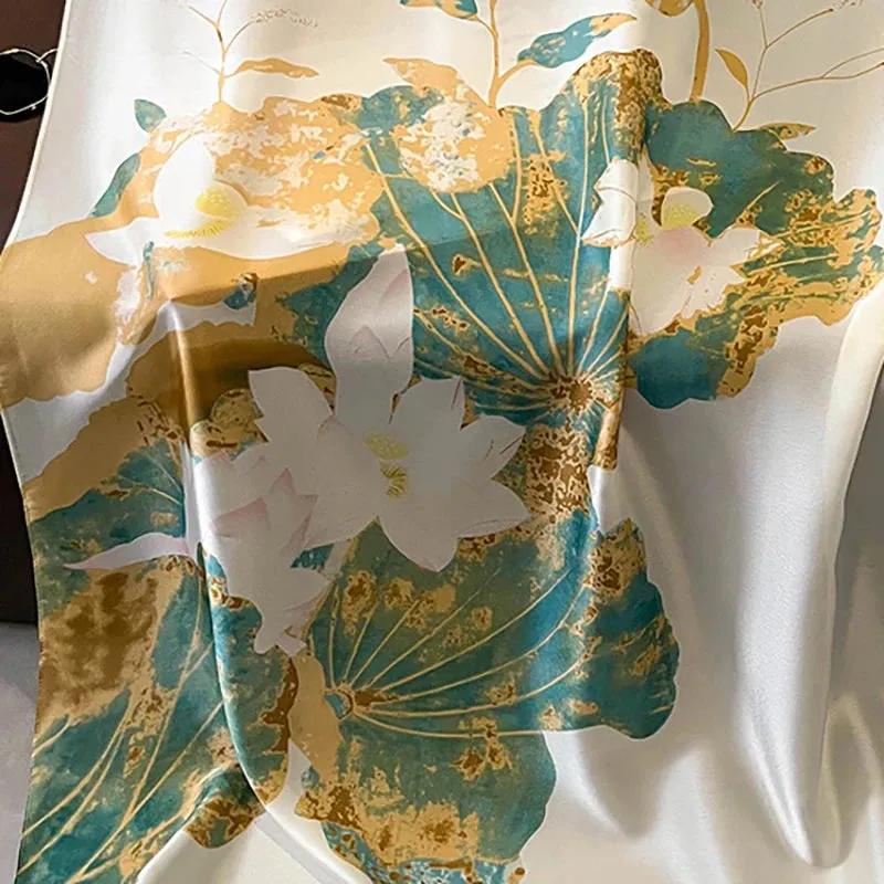 Spring Scarf Women's Luxury Silk Smooth Soft Shawl 85x180cm