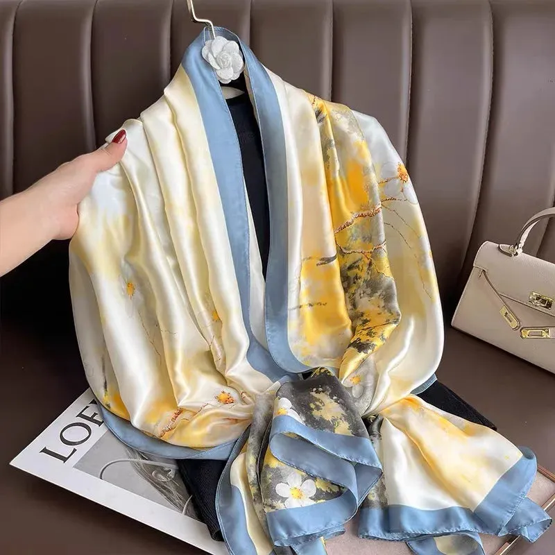 Spring Scarf Women's Luxury Silk Smooth Soft Shawl 85x180cm