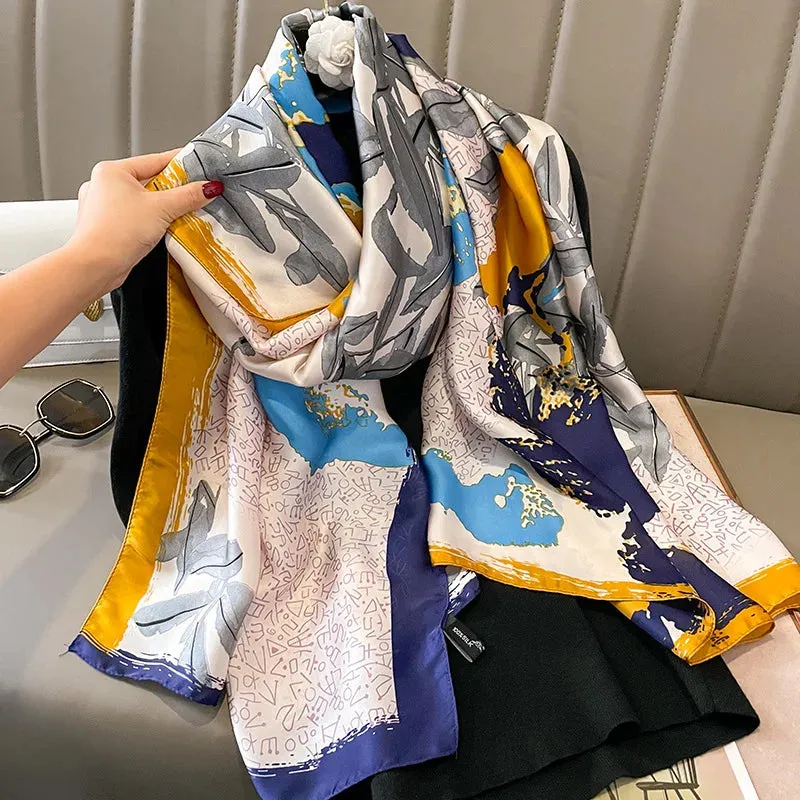 Spring Scarf Women's Luxury Silk Smooth Soft Shawl 85x180cm