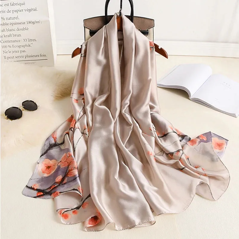 Spring Scarf Women's Luxury Silk Smooth Soft Shawl 85x180cm