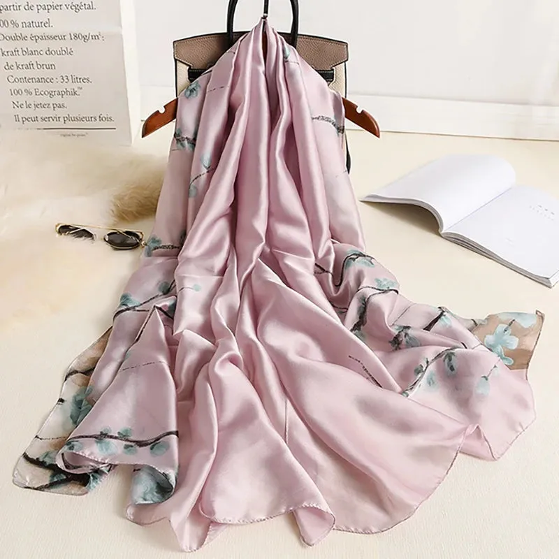 Spring Scarf Women's Luxury Silk Smooth Soft Shawl 85x180cm