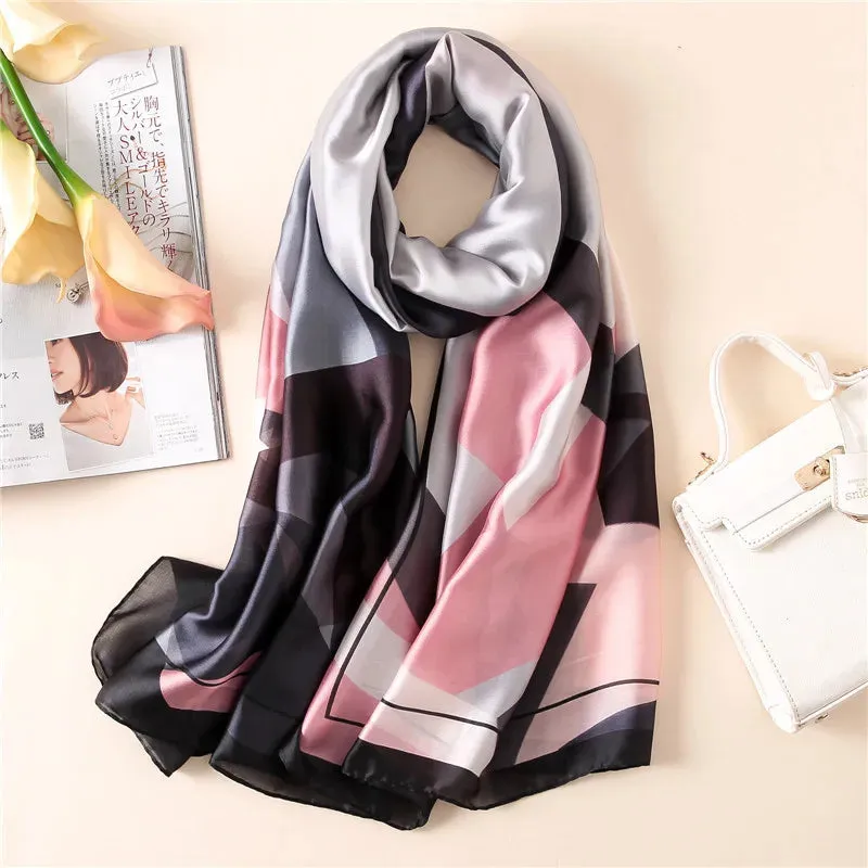 Spring Scarf Women's Luxury Silk Smooth Soft Shawl 85x180cm
