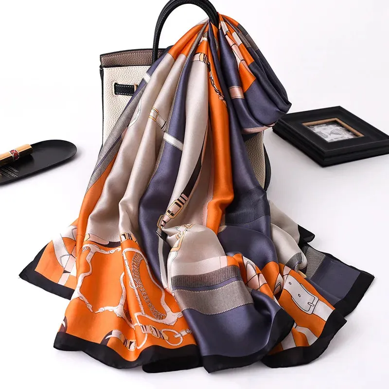 Spring Scarf Women's Luxury Silk Smooth Soft Shawl 85x180cm