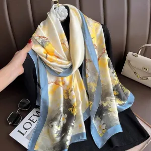 Spring Scarf Women's Luxury Silk Smooth Soft Shawl 85x180cm