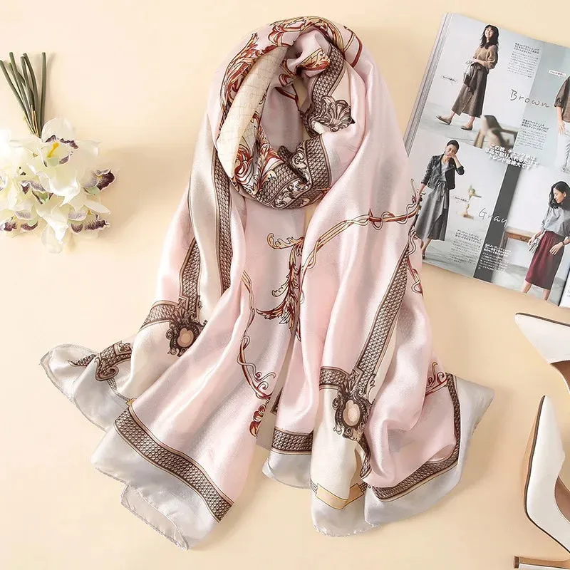 Spring Scarf Women's Luxury Silk Smooth Soft Shawl 85x180cm