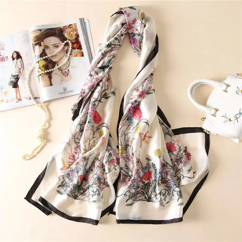 Spring Scarf Women's Luxury Silk Smooth Soft Shawl 85x180cm