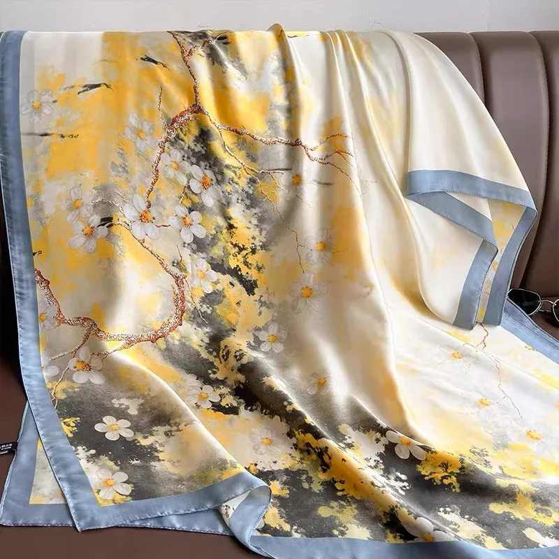 Spring Scarf Women's Luxury Silk Smooth Soft Shawl 85x180cm