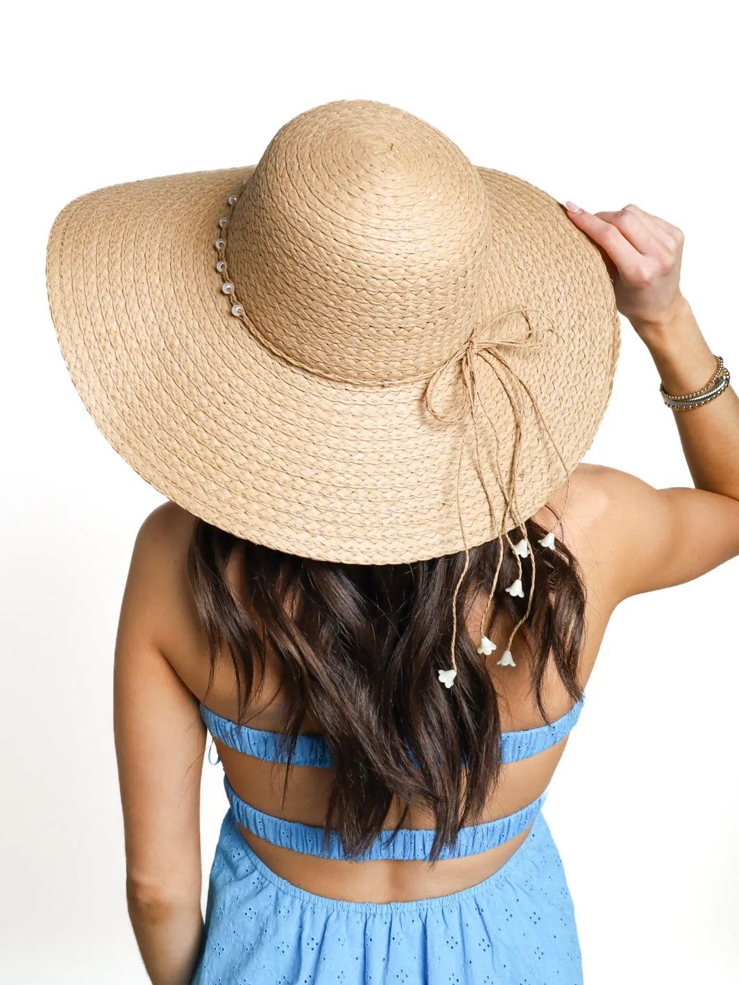 Stay Here Pearl Band Floppy Sun Hat