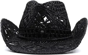 Straw Cowboy Hat Cowgirl Straw Hats Shapeable Wide Brim Staw Beach Sun Hat