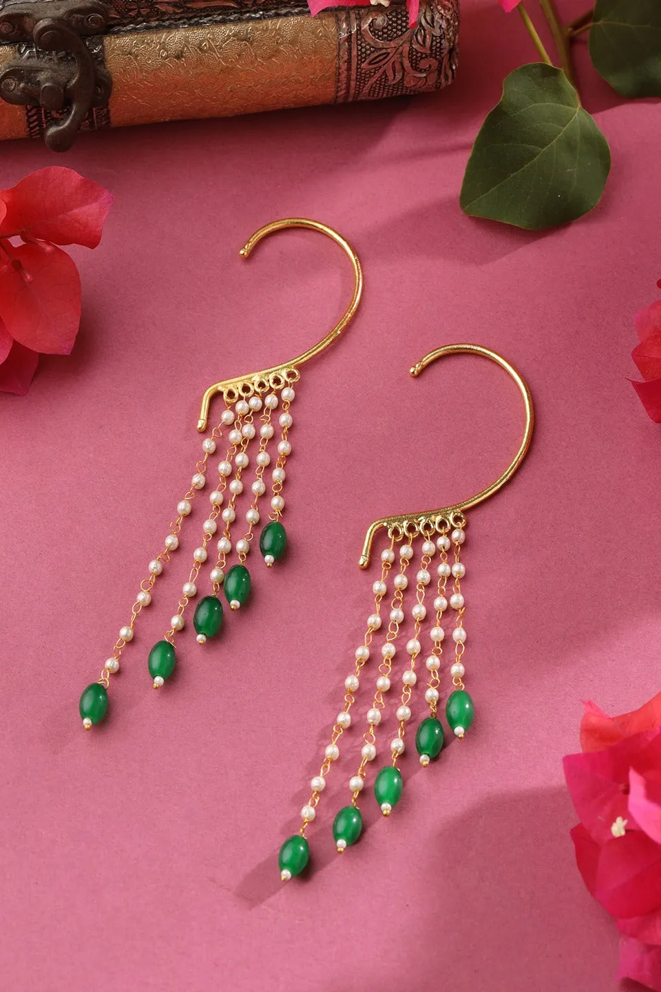 Stylish Blue Earcuff Latkan Earrings