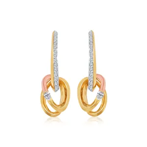 Stylish Chunky Dual Tone Diamond Earrings