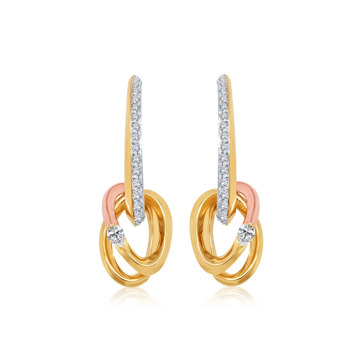 Stylish Chunky Dual Tone Diamond Earrings