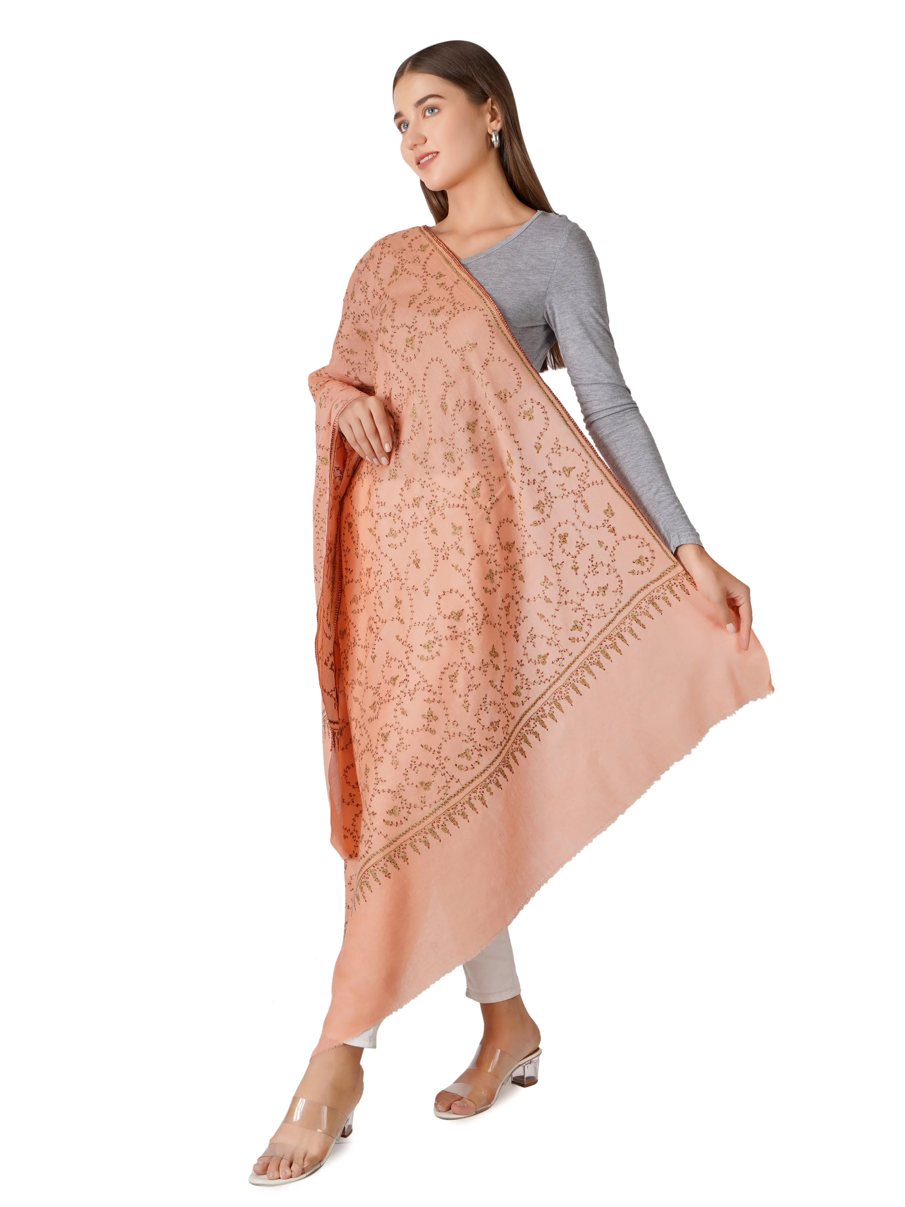 Stylish Pashmina Shawl – Unmatched Elegance - Peach