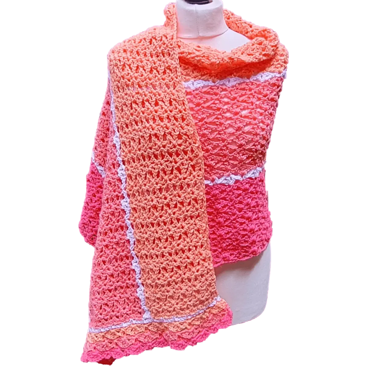 Sundae Granny Crochet Shawl – Easy One-Row Repeat with Elegant Border