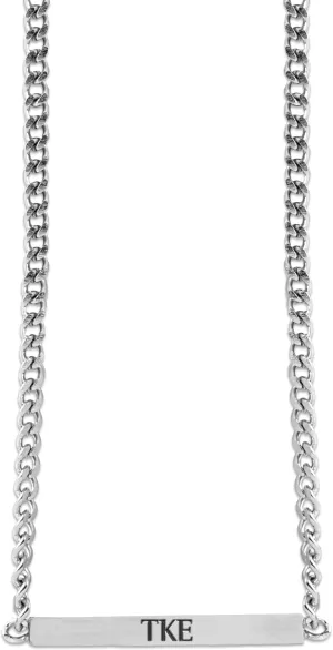 Tau Kappa Epsilon Fraternity Necklace - Greek Letters Stainless Steel Horizontal Bar Pendant, Tau Kappa Epsilon Gifts For Men