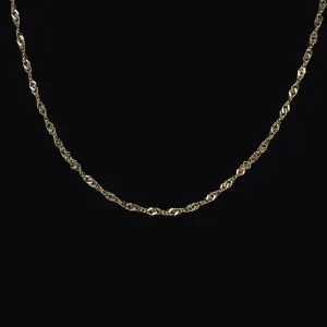 TWISTED CURB CHAIN NECKLACE SOLID 14K YELLOW GOLD 18 INCH 1.8mm EVERYDAY SIMPLE